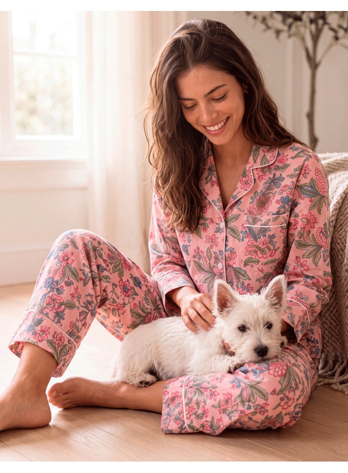 pijama rosa claro estampado para mujer