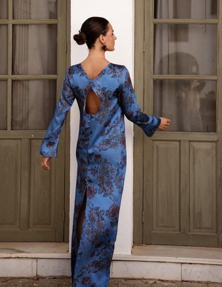 Robe longue à imprimé floral et à manches longues