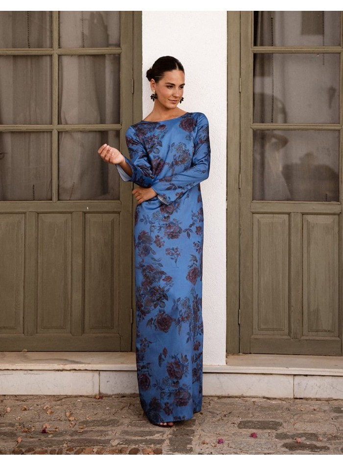 Robe longue à imprimé floral et à manches longues