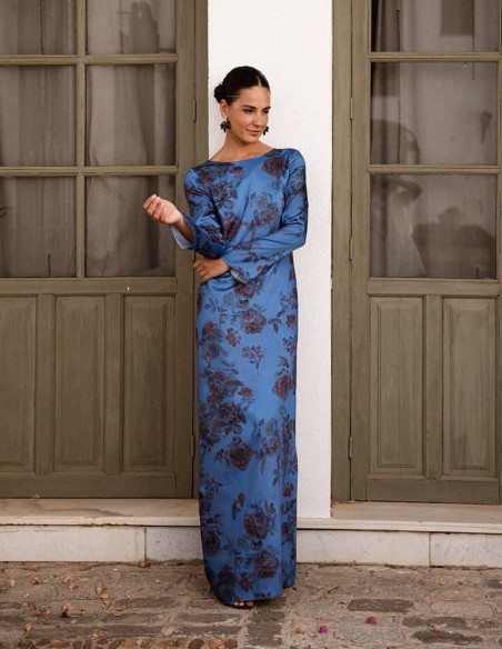 Robe longue à imprimé floral et à manches longues