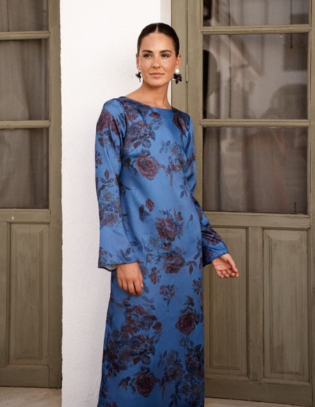 Robe longue à imprimé floral et à manches longues