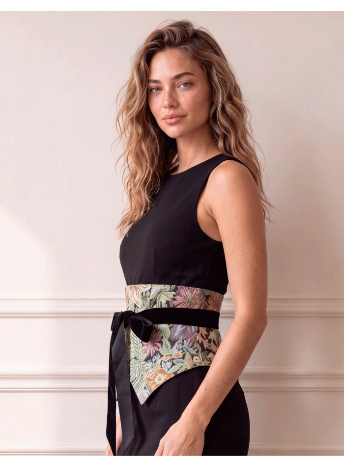 Fajín floral tapicería multicolor de algodón con lazos para mujer
