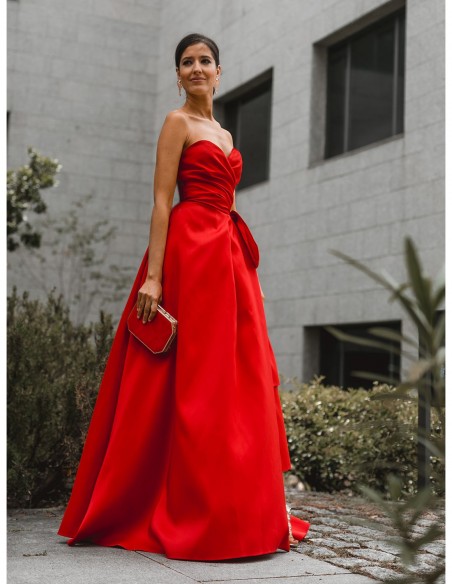 Red maxi party dress heart neckline - INVITADA PERFECTA Elsa Barreto - 1 Red maxi party dress heart neckline - INVITADA PERFECTA Elsa Barreto - 1