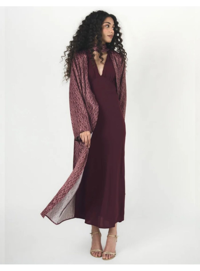 Kimono largo en tonos mora