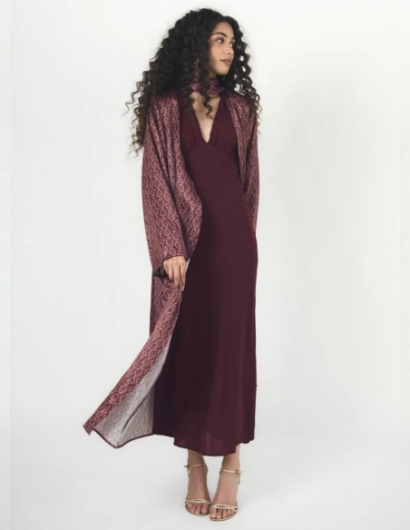Kimono largo en tonos mora