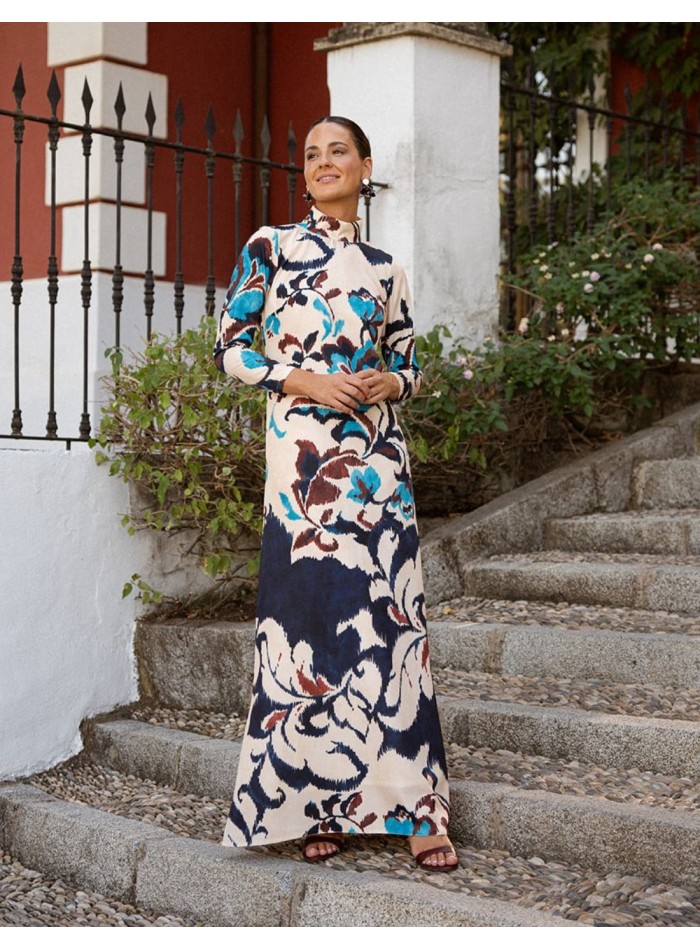 Robe longue à imprimé floral dans les tons de...