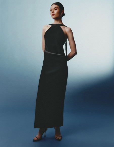 Vestido largo en crepe negro