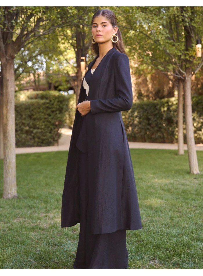 Black guest jacket with a high collar and...