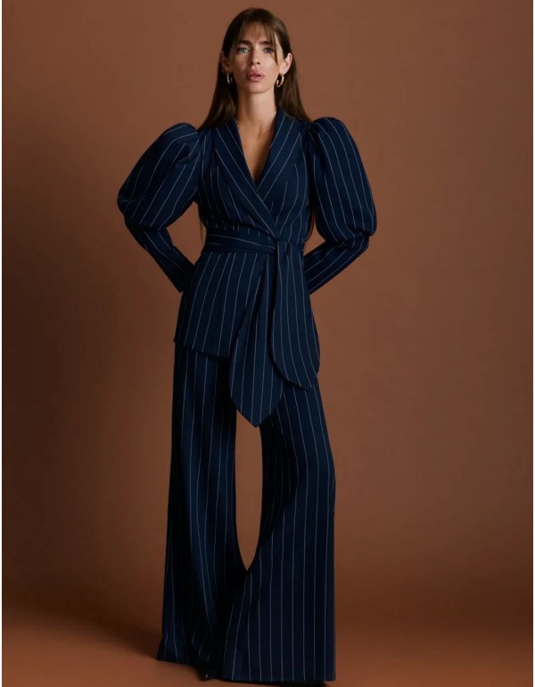 Veste bleu marine à rayures diplomatiques, avec manches... 2