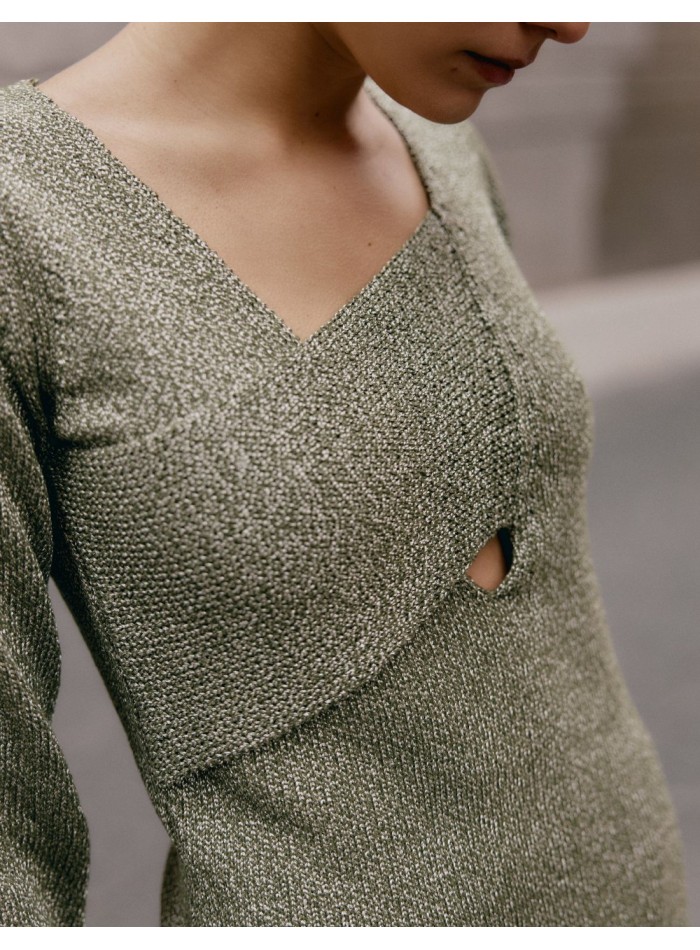 Robe courte en maille, à manches longues et...
