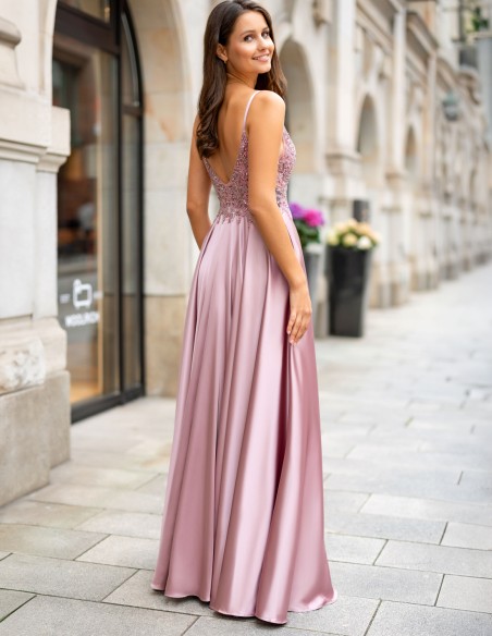 copy of Robe de soirée longue avec corsage semi-transparent orné de strass