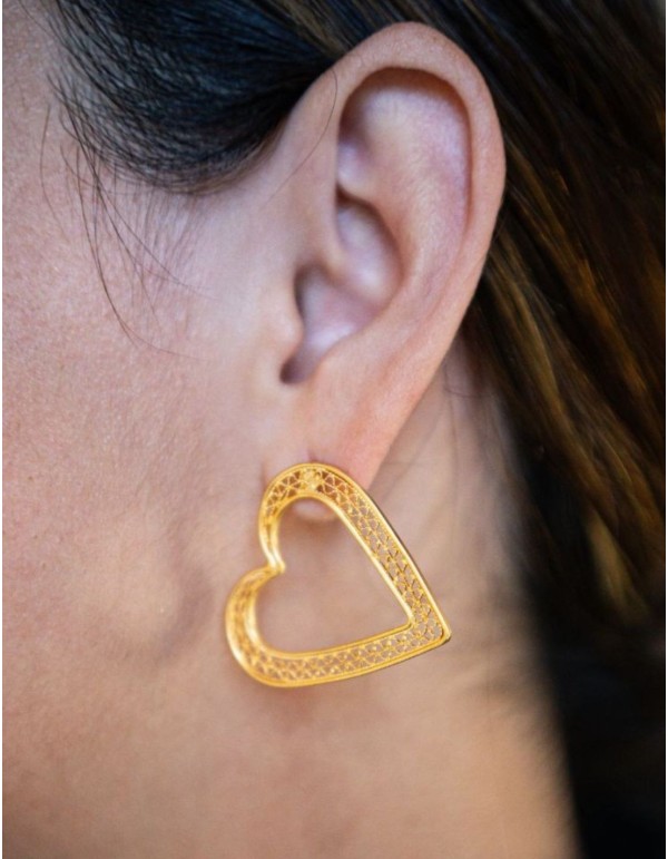 Pendientes de fiesta dorados corazón 2