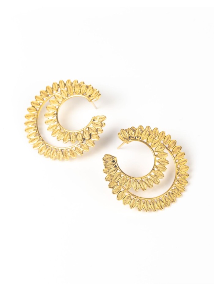 Boucles d'oreilles à double anneau en forme de...
