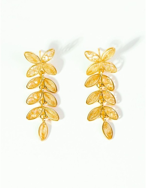 Pendientes de fiesta largos en hojas de hiedra 2