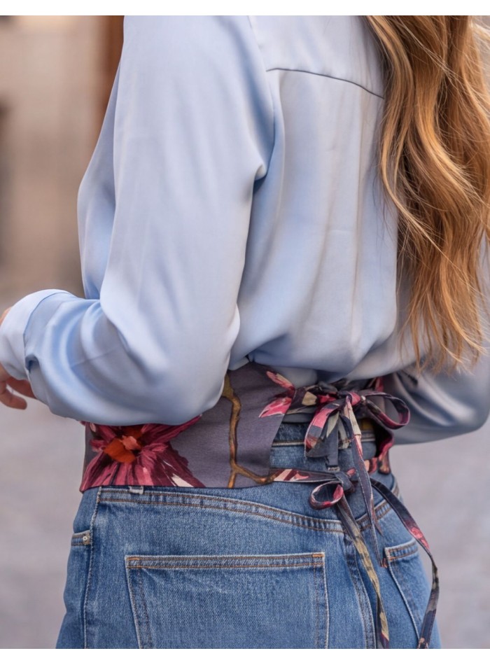 Fajín de algodón estampado con flores