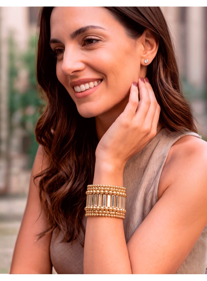 Brazalete dorado ancho con cristales