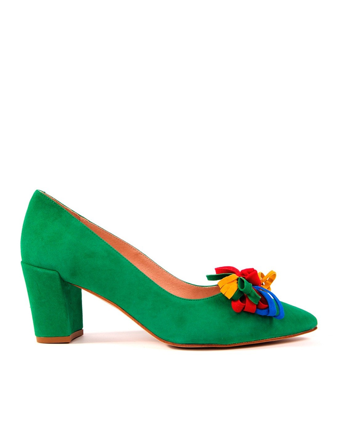 Zapatos salón con pompón multicolor