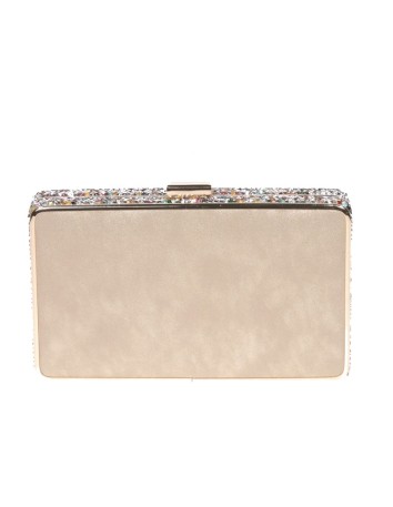 Gold clutch bag with side beading - rectangular