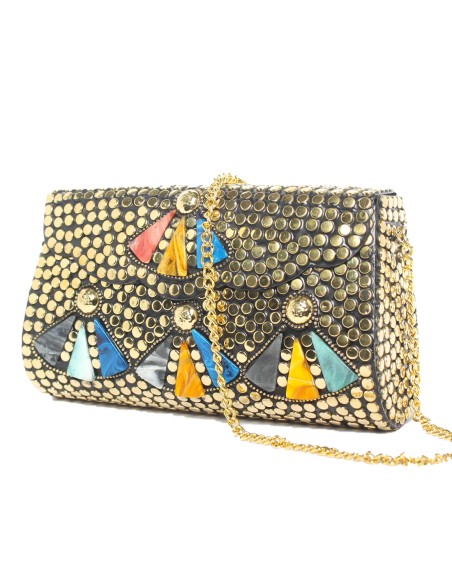 Metal party bag in the shape of a rectangular box with fans