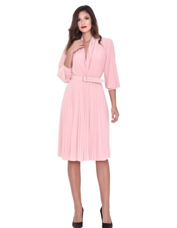 Pleated shirt cocktail dress with French sleeve