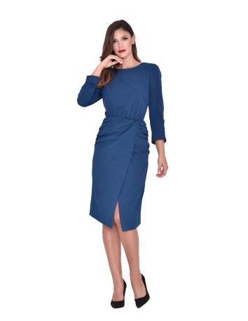 Draped dress with French sleeve nuribel - 1