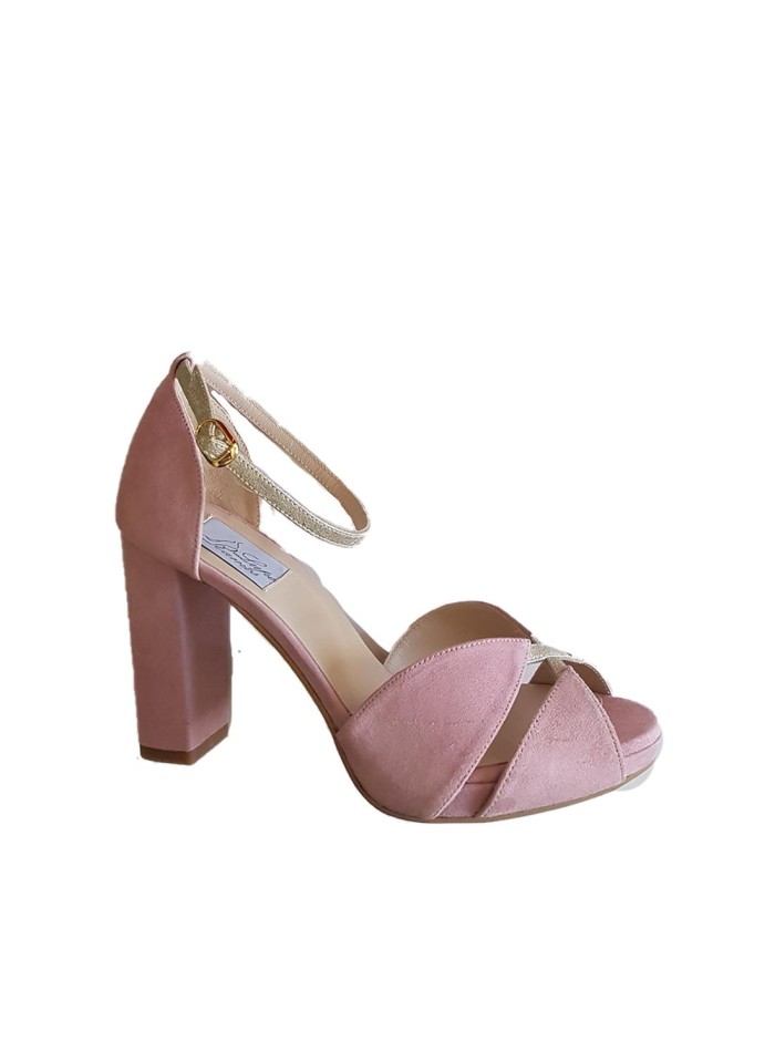 Zapatos para bodas de ante rosa con plataforma simple en INVITADISIMA