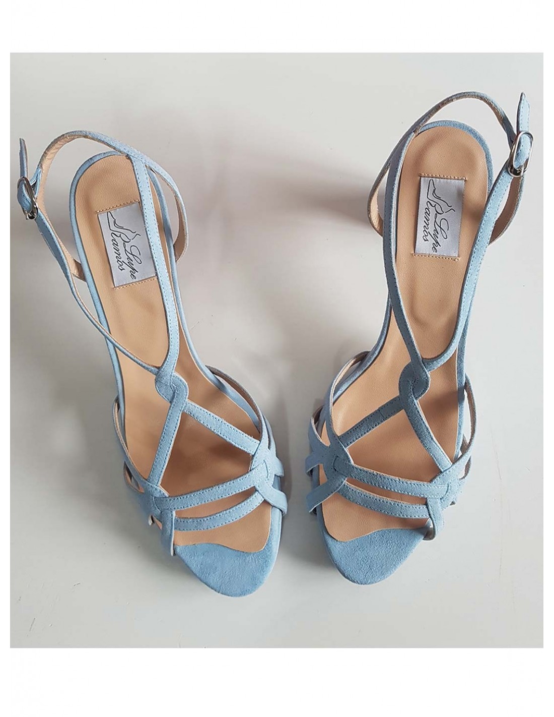 Zapatos de con plataforma ante azul INVITADISIMA