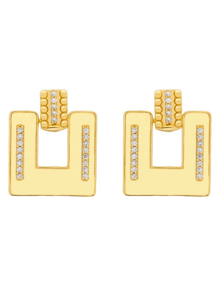 Square party earrings with zircons - Chiara