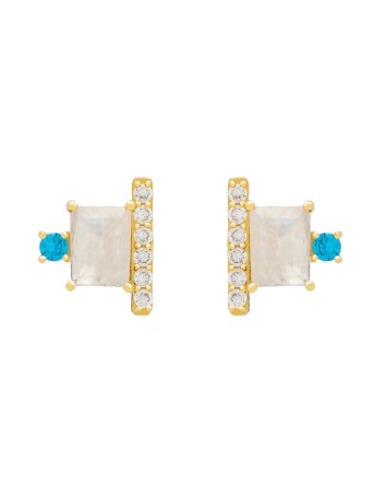 Short party earrings with central moonstone - Clarité