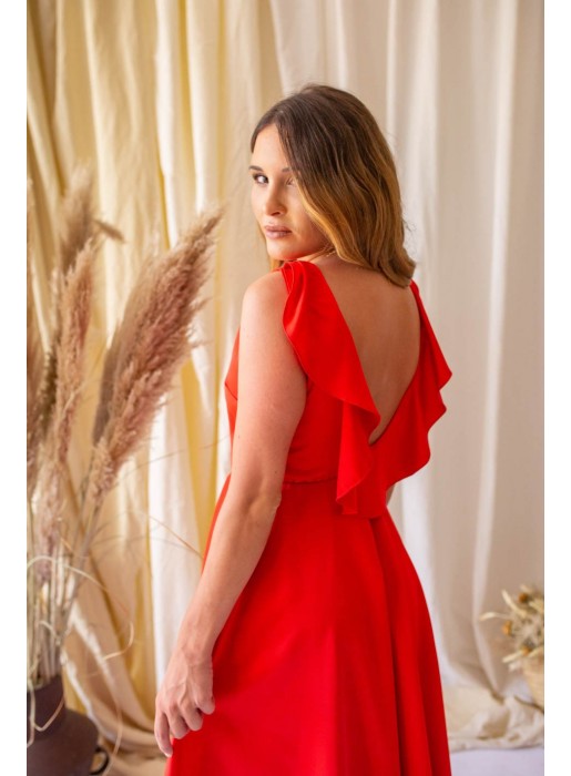 Vestido rojo midi con espalda escotada - Maui 3