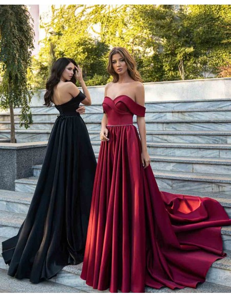 Vestido largo para boda con escote de barco Vestido largo para boda con escote de barco