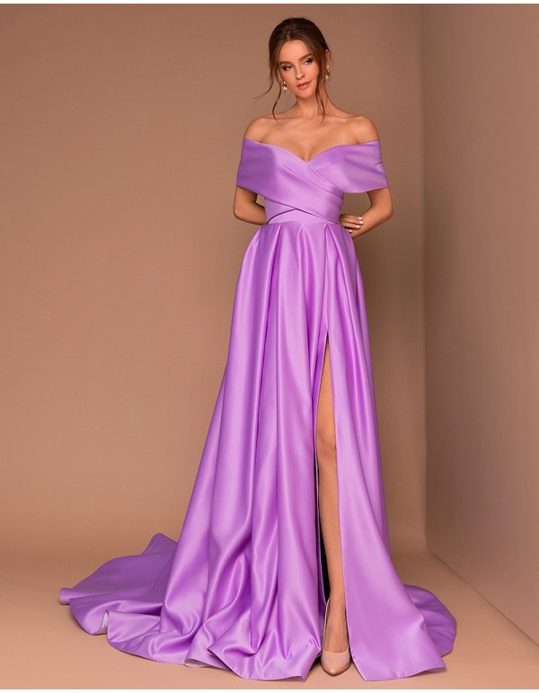 Vestido de fiesta con escote bandeau y cola Silviamo - 1