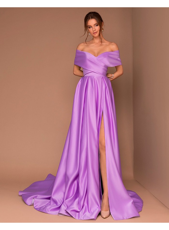 Long gown with bandeau neckline and train Silviamo - 1 