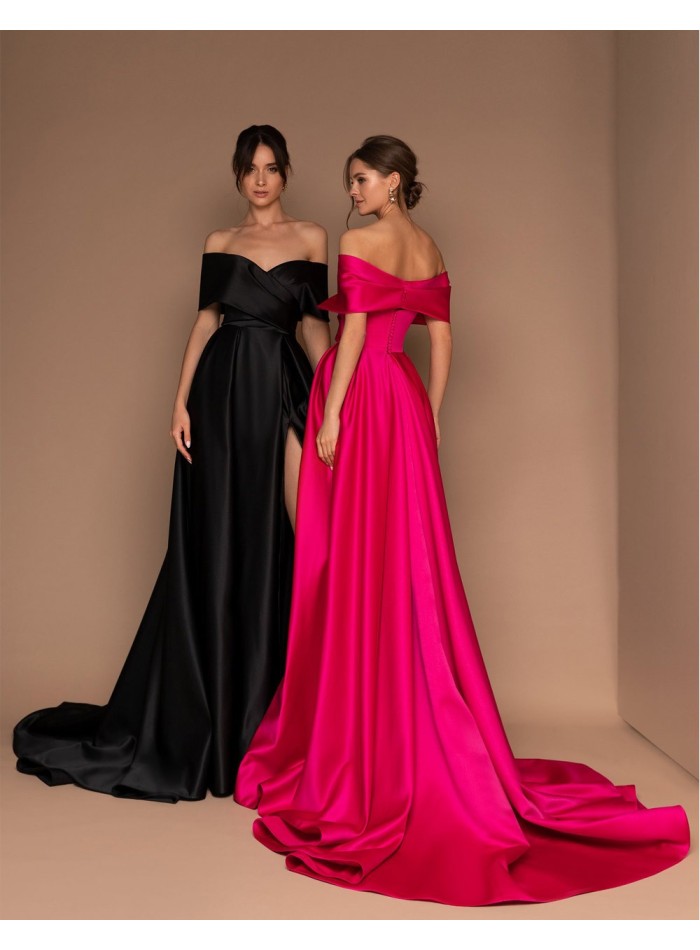 Long gown with bandeau neckline and train Silviamo - 3