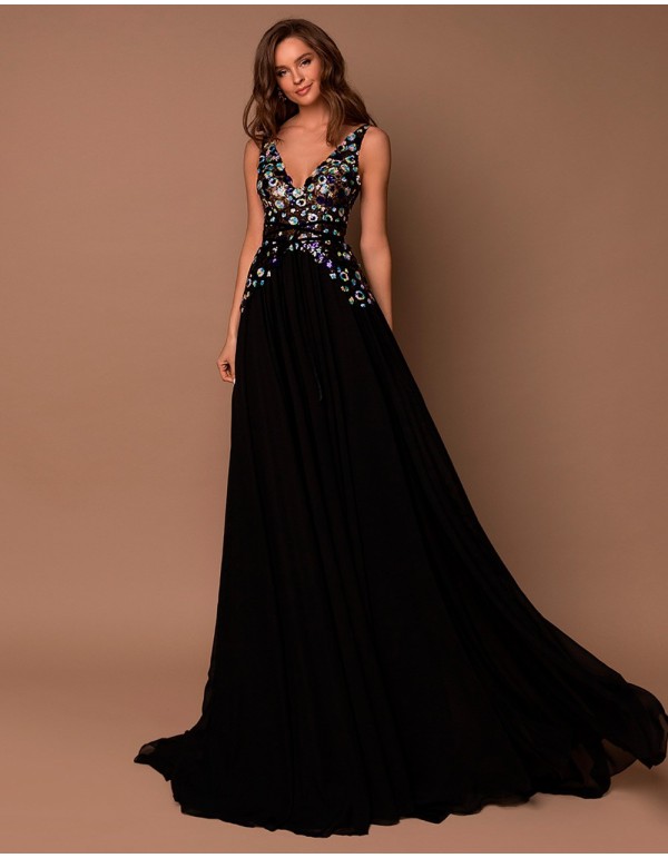 Long gown with with sequins bodice