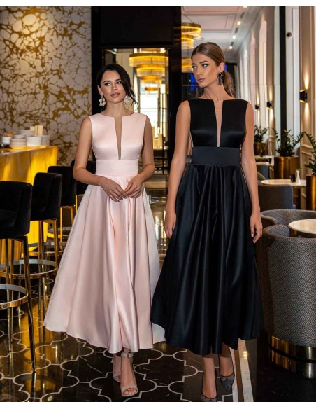 Vestido midi de fiesta con falda fluida