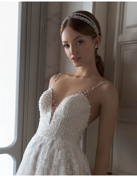 Diadema doble de pedrería para novia-3 Diadema doble de pedrería para novia-3