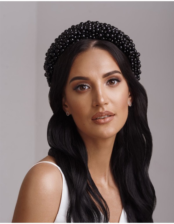 Thick headband with pearls and crystals for brides or guests 2