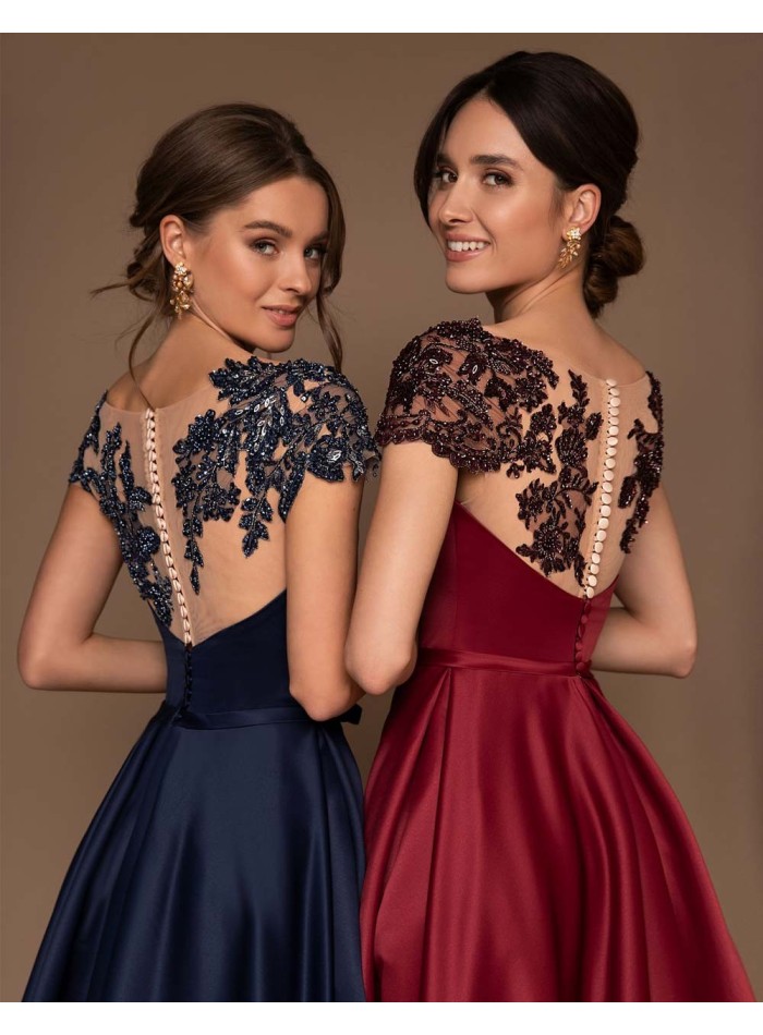 Evening dress with tattoo effect back with rhinestones