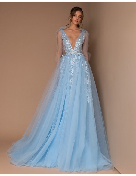 Evening dress with tulle skirt and embroidered bodice-1 Evening dress with tulle skirt and embroidered bodice-1