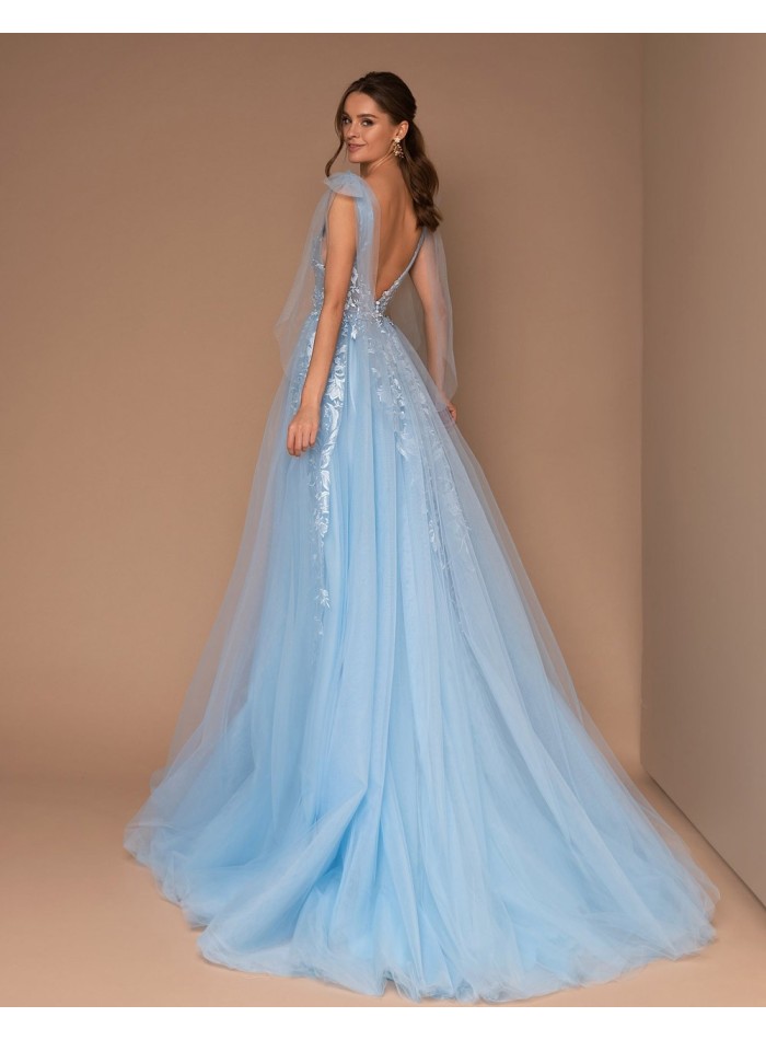 Evening dress with tulle skirt and embroidered bodice-2