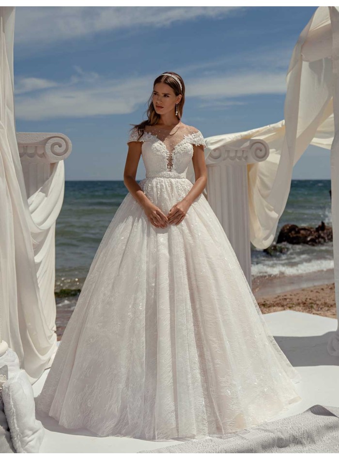 Vestido de novia de corte princesa con escote barco y manga larga con espalda transparente Jeorjett Fashion Group - 1