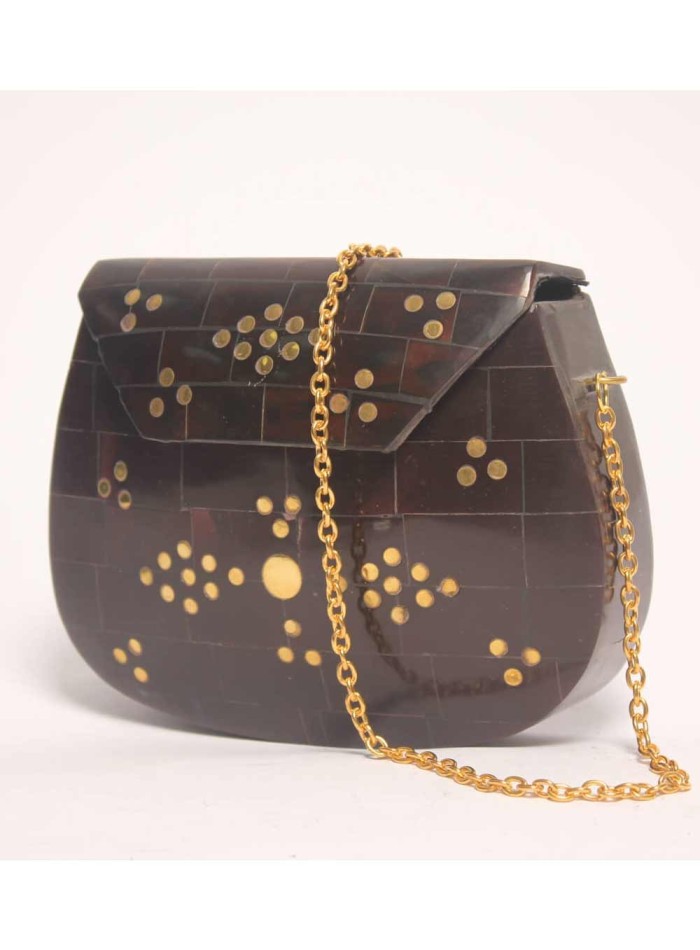 Mother-of-pearl box bag with metallic inlays Lauren Lynn London Accessories - 1 
