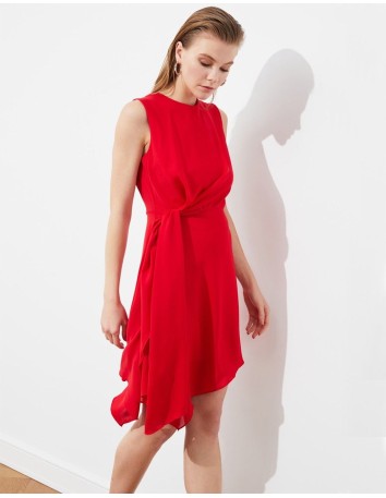 Vestido de cóctel rojo de gasa Lauren Lynn London - 1 