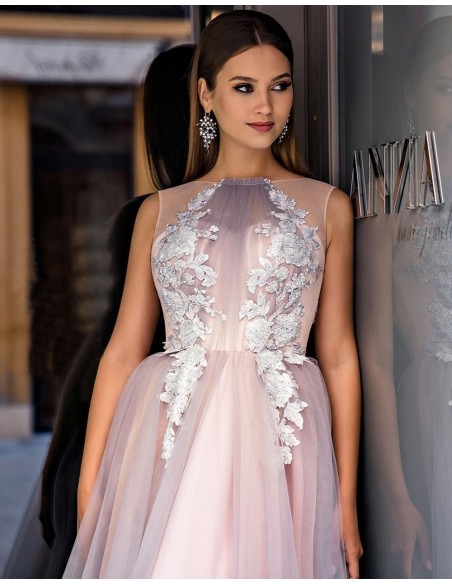 Vestido de fiesta largo con escote halter de tul EMABRIDE - 3  Vestido de fiesta largo con escote halter de tul EMABRIDE - 3