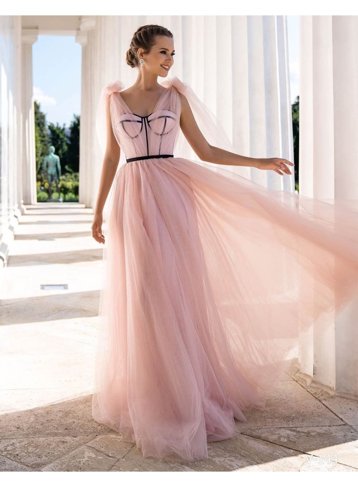 Evening dress with corset bodice made of tulle EMABRIDE - 1 