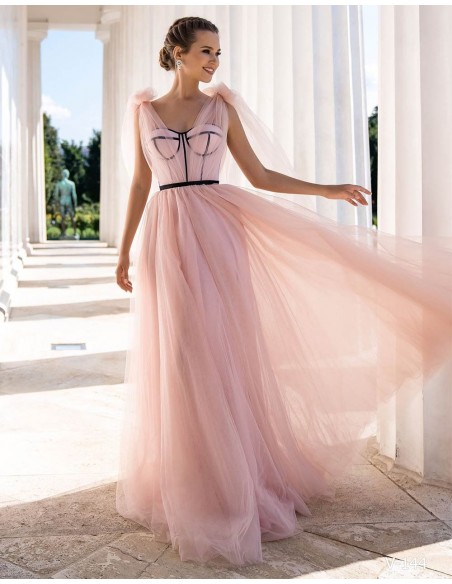 Vestido de fiesta largo con cuerpo tipo corsé realizado en tul EMABRIDE - 1  Vestido de fiesta largo con cuerpo tipo corsé realizado en tul EMABRIDE - 1