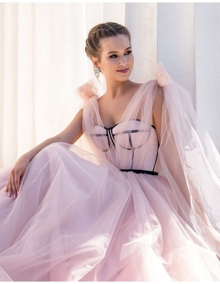 Vestido de fiesta largo con cuerpo tipo corsé realizado en tul EMABRIDE - 4  Vestido de fiesta largo con cuerpo tipo corsé realizado en tul EMABRIDE - 4