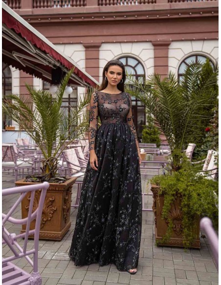 Encaje Vestidos Largos Manga Larga Fiesta Vestido Largo De Fiesta