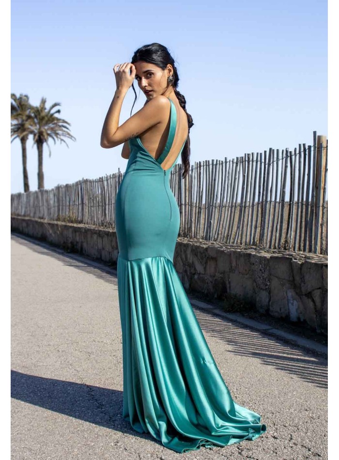 Jovani Dress 36656 | Neon Green V Neckline Embellished Mermaid Gown